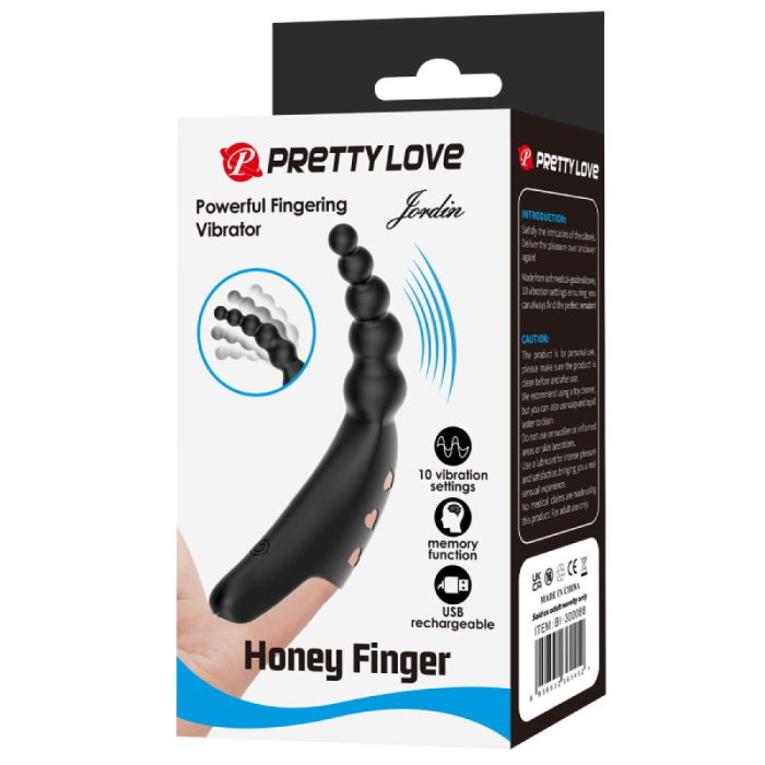 Вібратор на палець Pretty Love Honey Finger, чорний, 12,2 × 2,1 см