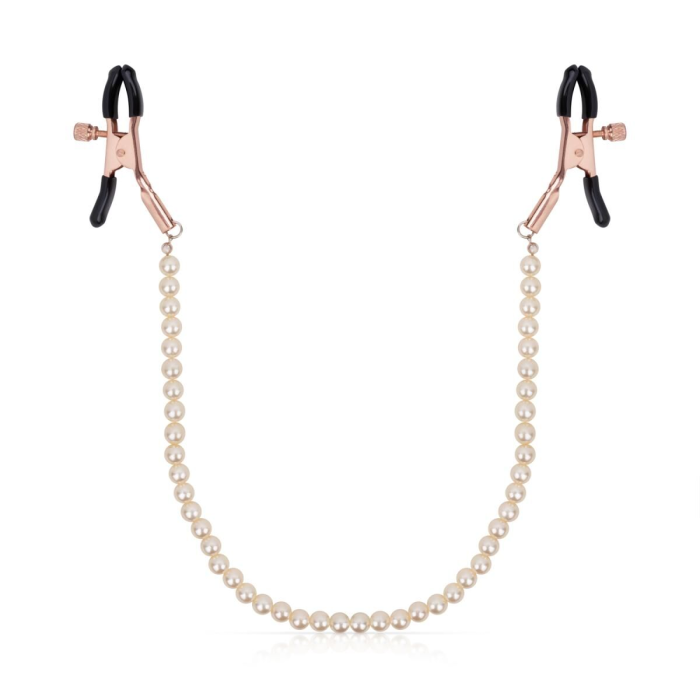 Затискачі для сосків з перлинним ланцюжком Rosy Gold - Nipple Clamps Pearls