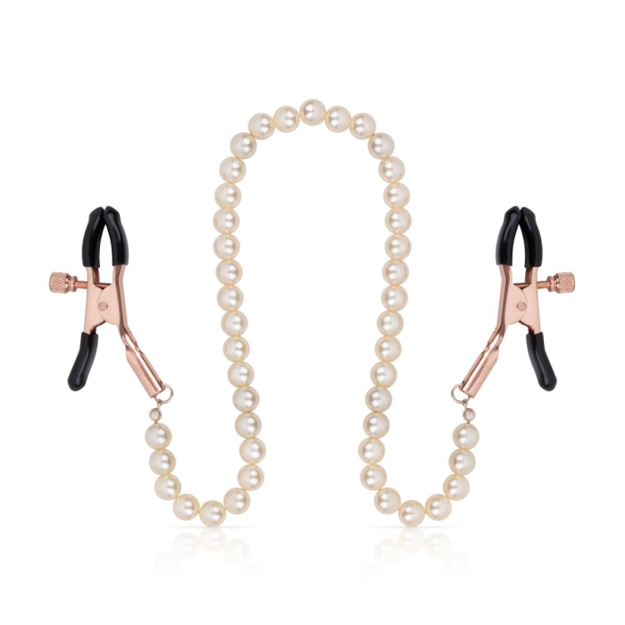 Затискачі для сосків з перлинним ланцюжком Rosy Gold - Nipple Clamps Pearls