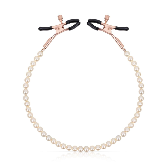 Затискачі для сосків з перлинним ланцюжком Rosy Gold - Nipple Clamps Pearls
