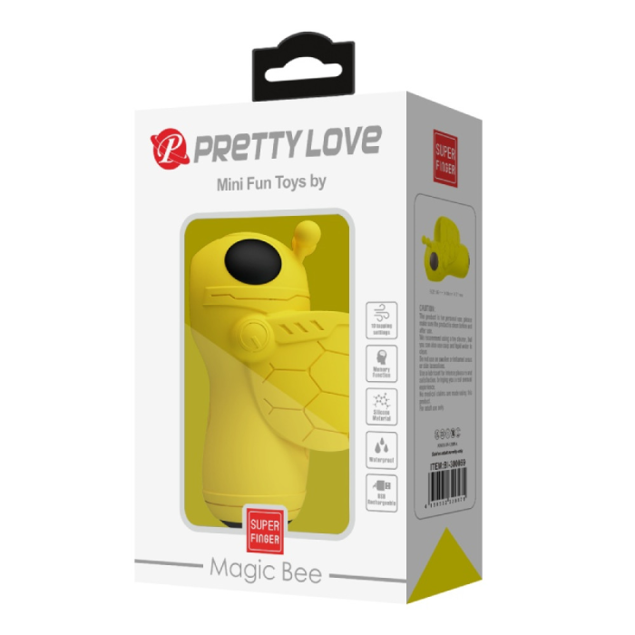 Вібратор на палець Pretty Love Magic Bee з пульсацією для клітора, жовтий, 6,9 × 3 см