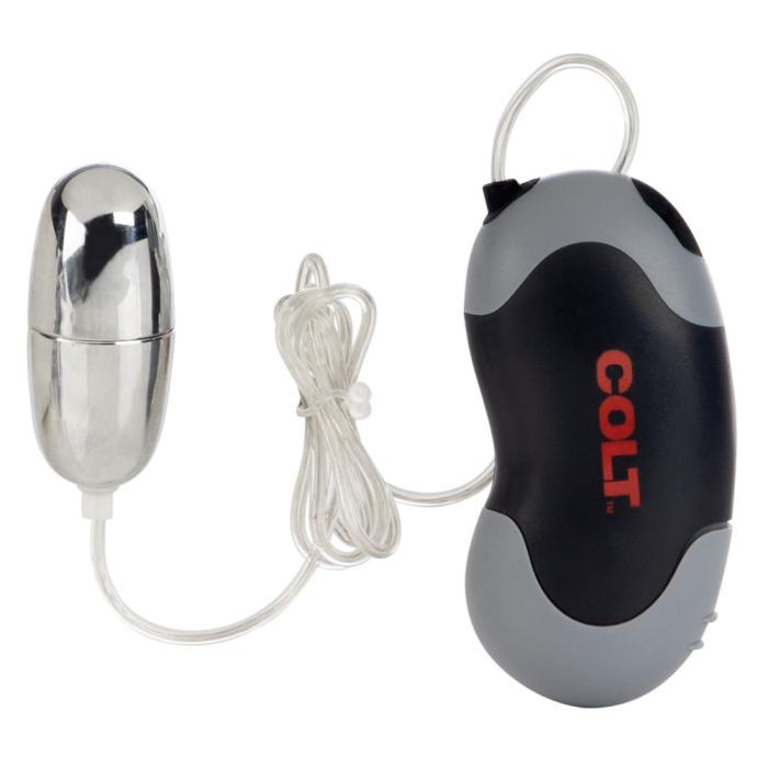 Вібратор-яйце з дротовим пультом COLT Xtreme, сріблястий, 5,7 × 2,5 см