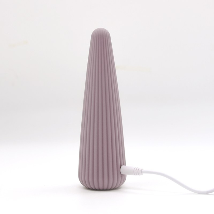 Вібратор для клітора Sweet Em Cone у формі конуса, ребристий, фіолетовий, 12,8 × 3,8 см
