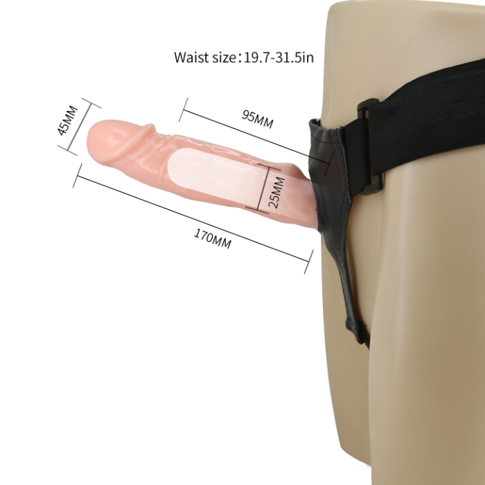 Страпон порожнистий (фалопротез) з вібрацією Baile Vibrating Strap On, беж, 19 × 4 см