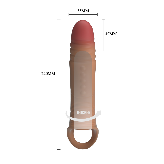 Подовжуюча вібронасадка на пеніс Pretty Love Penis Sleeve, реалістична, 22 × 5,5 см