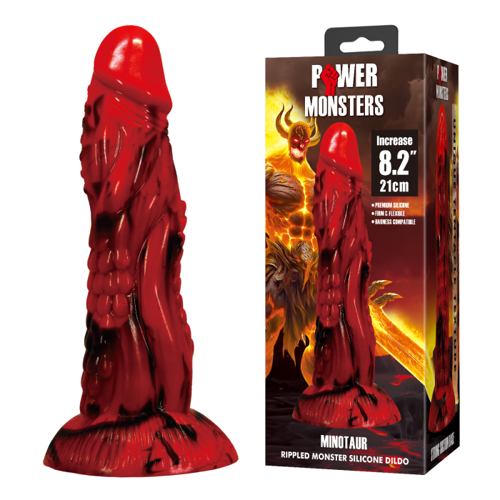 Фалоімітатор силіконовий Power Monsters Minotaur на присоску, червоний, 21 см