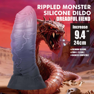 Фалоімітатор силіконовий Power Monsters Dreadful Fiend на присоску, фіолетовий, 24 см