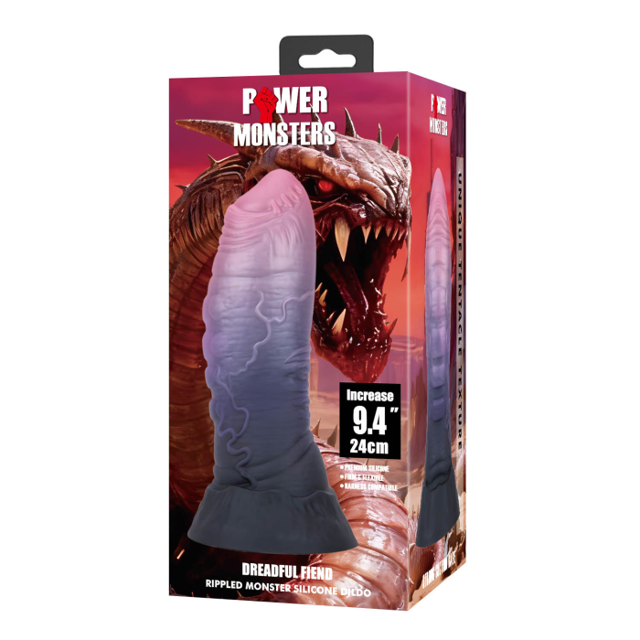 Фалоімітатор силіконовий Power Monsters Dreadful Fiend на присоску, фіолетовий, 24 см