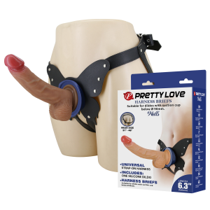 Страпон реалістичний Pretty Love Wells на синіх ременях, 20,6 × 4,2 см