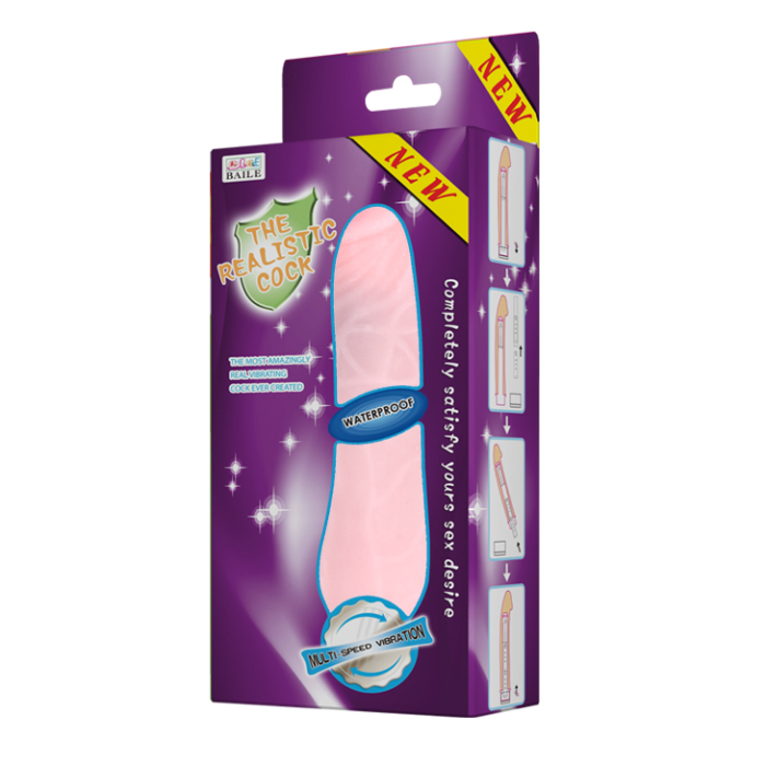 Вібратор реалістичний BAILE The Realistic Cock із кібершкіри, 21,5 × 4 см