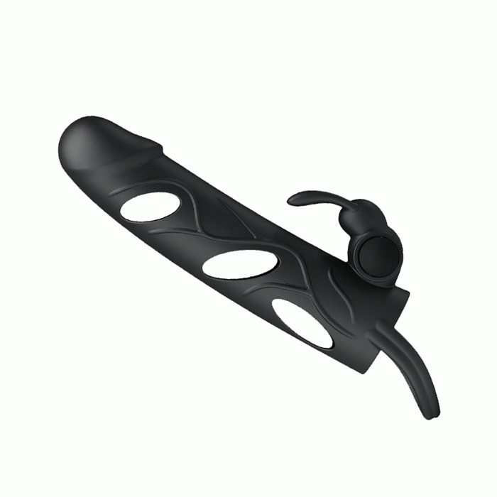 Вібронасадка на пеніс PRETTY LOVE Penis Sleeve, чорна, 12 × 3,3 см