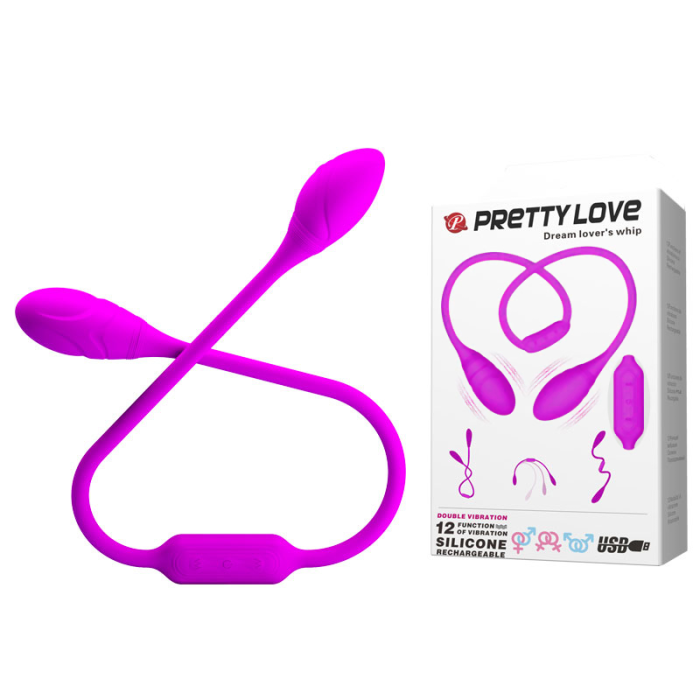 Гнучкий вібростимулятор для пар PRETTY LOVE Dream Lover's Whip, фіолетовий, 65.5 х 3.2 см