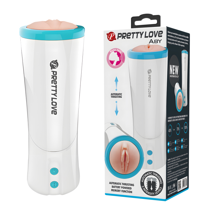 Мастурбатор із фрикціями PRETTY LOVE Aby з голосом, в колбі, 24.6 см