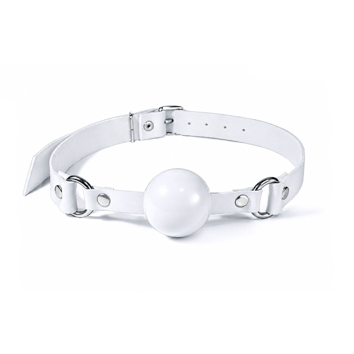 Кляп силіконовий Feral Feelings Silicon Ball Gag White/White, білий ремінець, біла кулька