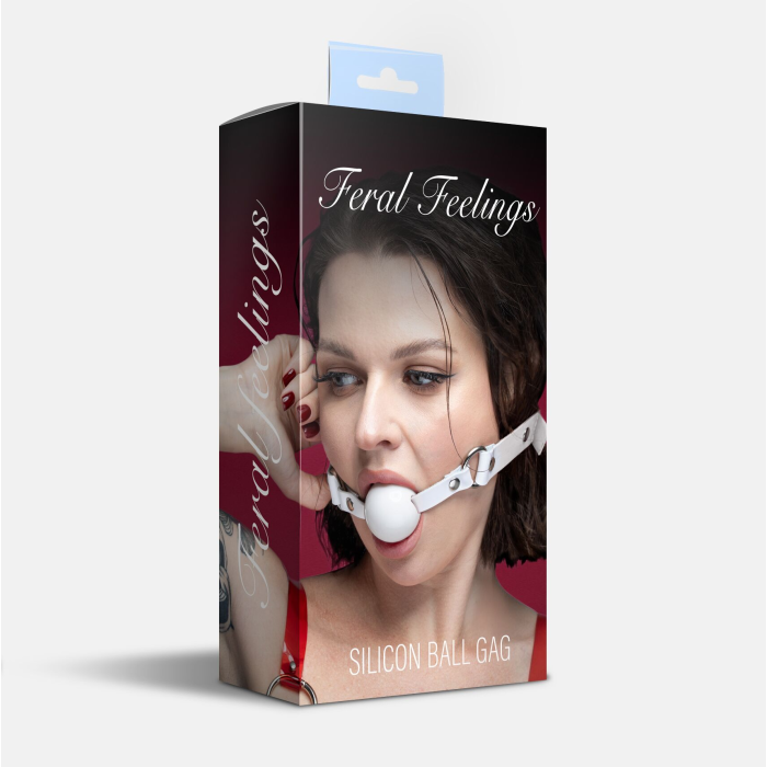 Кляп силіконовий Feral Feelings Silicon Ball Gag White/White, білий ремінець, біла кулька