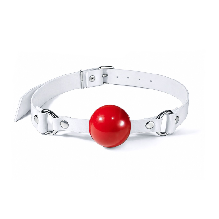 Кляп силіконовий Feral Feelings Silicon Ball Gag White/Red, білий ремінець, червона кулька