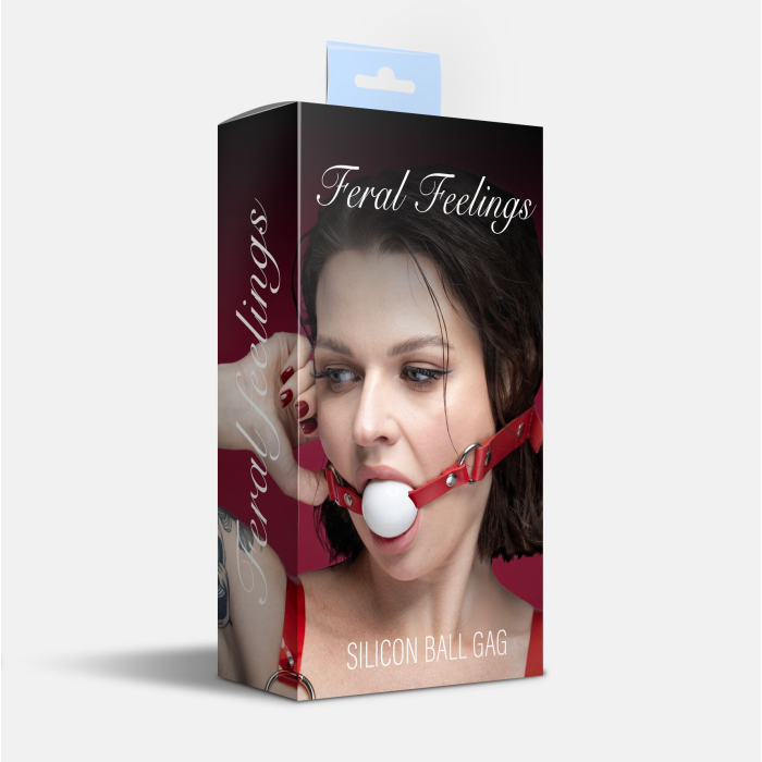 Кляп силіконовий Feral Feelings Silicon Ball Gag Red/White, червоний ремінець, біла кулька