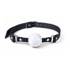 Кляп силіконовий Feral Feelings Silicon Ball Gag Black/White, чорний ремінець, біла кулька