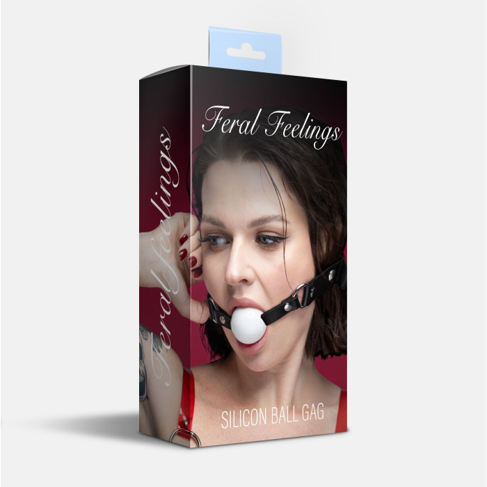 Кляп силіконовий Feral Feelings Silicon Ball Gag Black/White, чорний ремінець, біла кулька