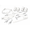 Набір Feral Feelings BDSM Kit 7 White, наручники, поножі, конектор, маска, падл, кляп, затискачі