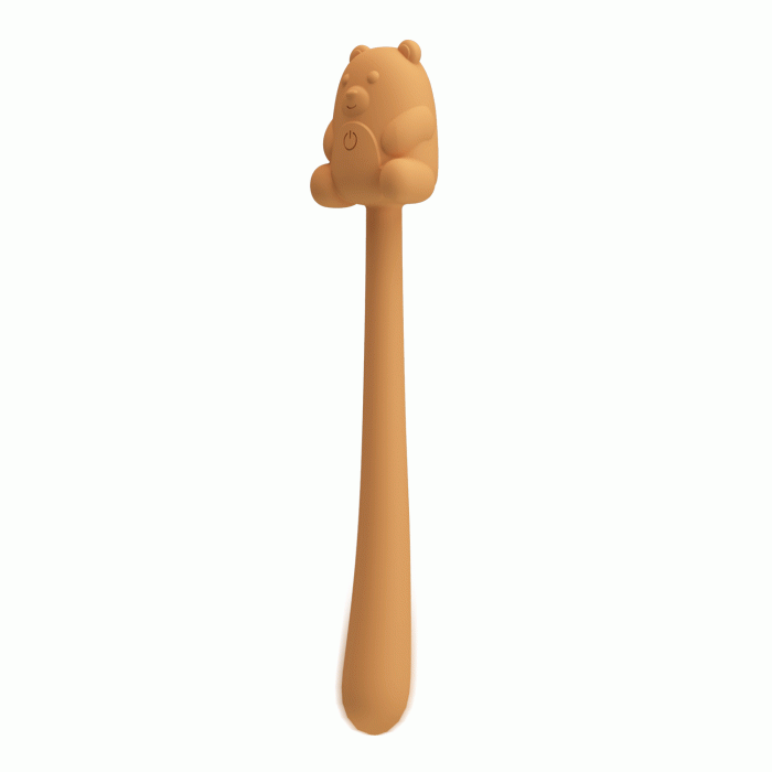 Міні-вібратор на паличці PRETTY LOVE Cute Bear гнучкий, жовтий, 13.3 х 1.2 см
