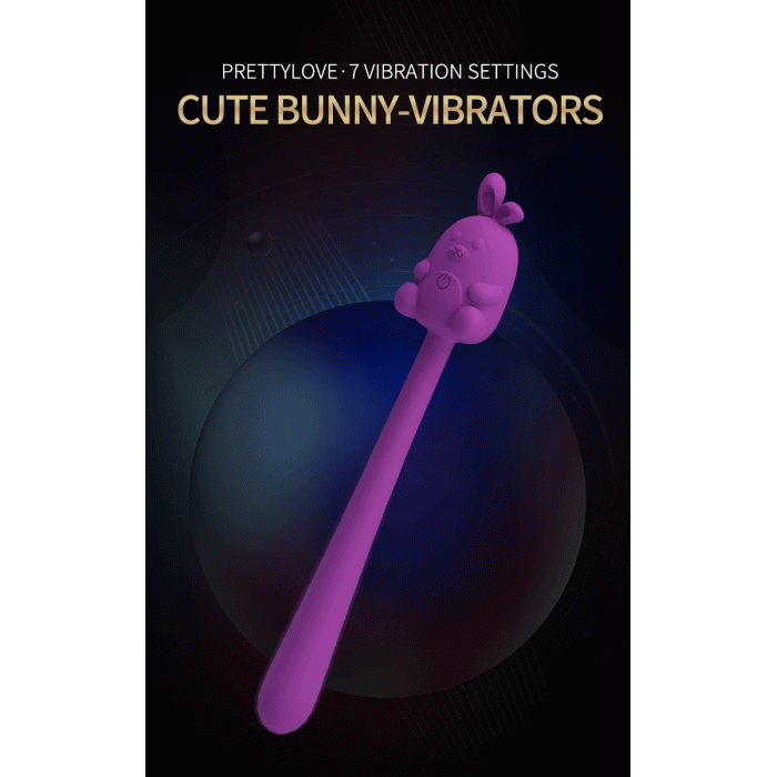 Міні-вібратор на паличці PRETTY LOVE Cute Bunny гнучкий, фіолетовий, 14.2 х 1.8 см