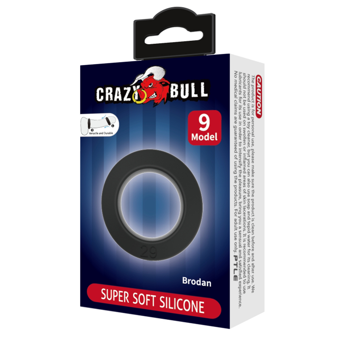Ерекційне кільце Crazy Bull Model 9 Brodan, чорне, 5.5 х 1 см