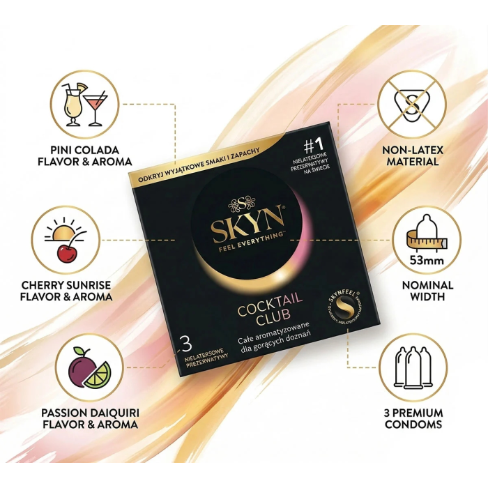 Презервативи SKYN Cocktail безлатексні (поліізопрен), 3 шт.