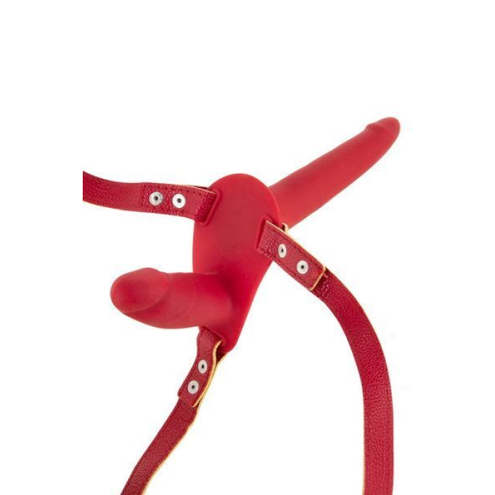 Подвійний страпон Fetish Tentation Strap-On with Double Dildo Red (м'яте паковання!!!)