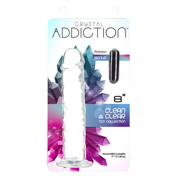 Прозорий фалоімітатор ADDICTION Vertical Dong 8″ (луснув блістер!!!)