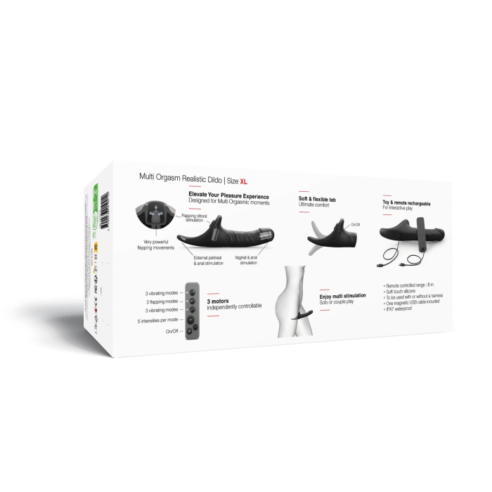 Вібронасадка для страпону з вакуумною стимуляцією Strap-On-Me Multi Orgasm Realistic Dildo XL Black