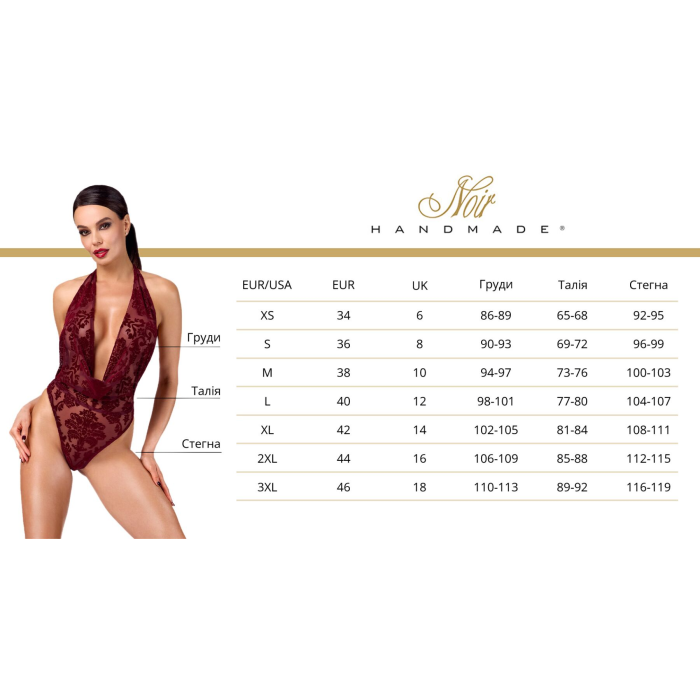 Боді Noir Handmade F386 Kink Royal cascade bodysuit L