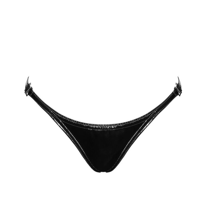Трусики Noir Handmade P014 Dominae PVC panty with silver clasp S