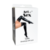 Сексуальні вінілові панчохи Art of Sex - Lora з мереживом, розмір S, з ефектом мокрого оксамиту