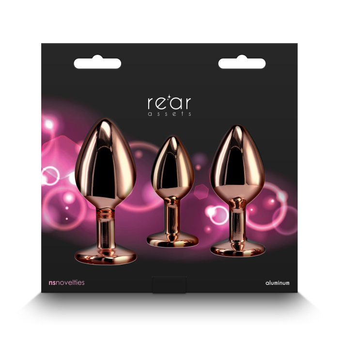 Набір анальних пробок NS Novelties Rear Assets - Trainer Kit - Rose Gold - Pink Heart
