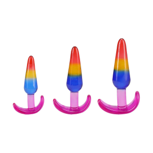Набір анальних пробок Doc Johnson Crystal Jellies - Anal Trainer Set - Rainbow