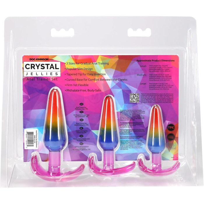 Набір анальних пробок Doc Johnson Crystal Jellies - Anal Trainer Set - Rainbow