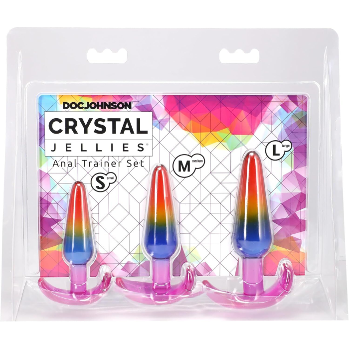 Набір анальних пробок Doc Johnson Crystal Jellies - Anal Trainer Set - Rainbow