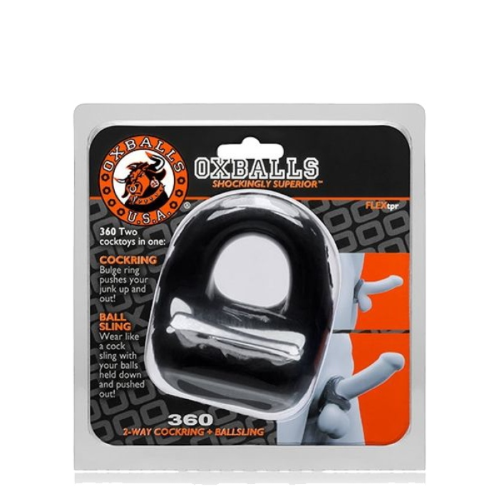 Ерекційне кільце OXBALLS 360 Cockring & Ballsling, для пеніса та мошонки, чорне, 2,5 см