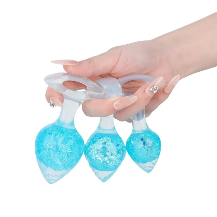 Анальна пробка Liebe Seele Heart-shaped Crystal Anal Plug - Blue Medium