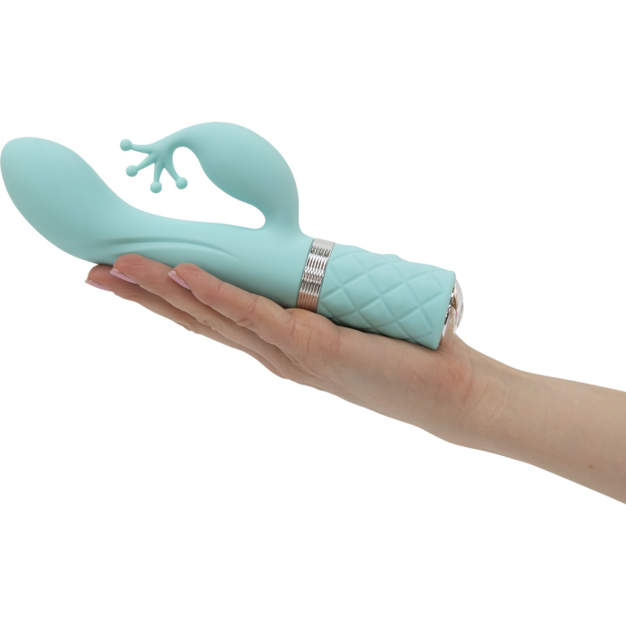 Розкішний вібратор-кролик Pillow Talk - Kinky Teal з кристалом Сваровські, потужний