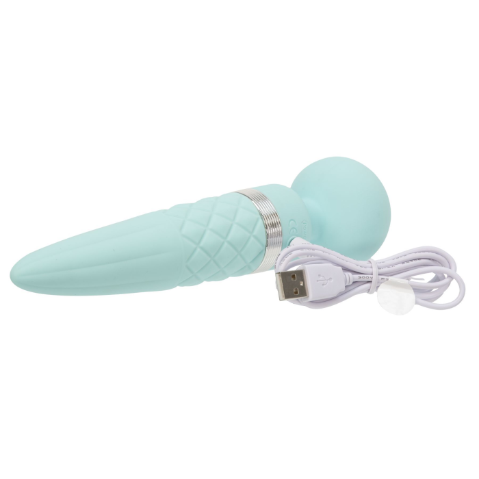 Вібромасажер 2в1 PILLOW TALK - Sultry Teal, класичний масажер і вібратор з ротацією, підігрів
