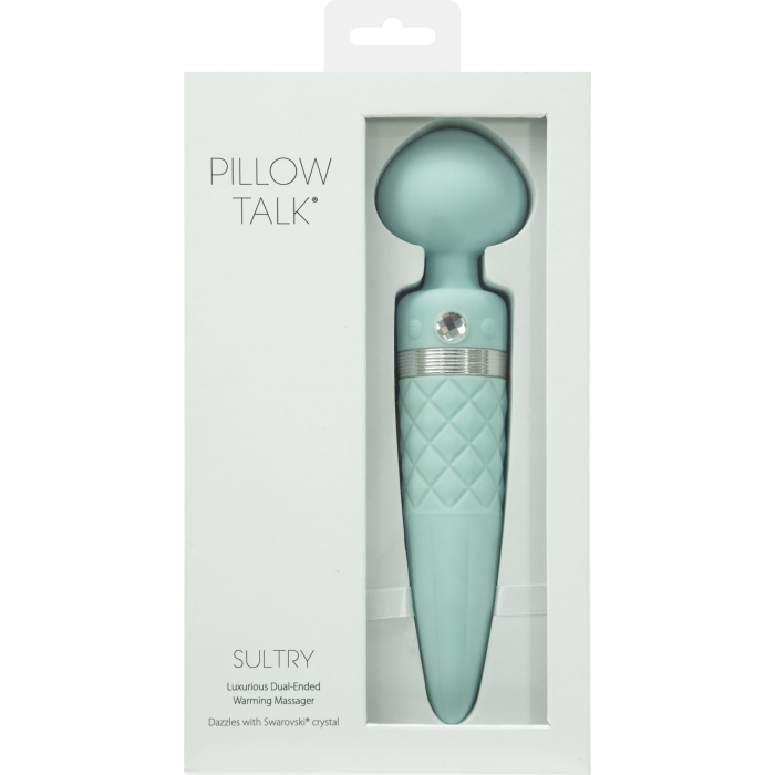Вібромасажер 2в1 PILLOW TALK - Sultry Teal, класичний масажер і вібратор з ротацією, підігрів