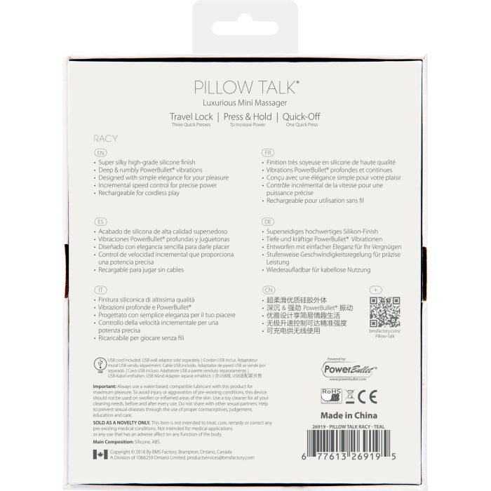 Розкішний вібратор Pillow Talk - Racy Teal з кристалом Swarovski для точки G, подарункове паковання