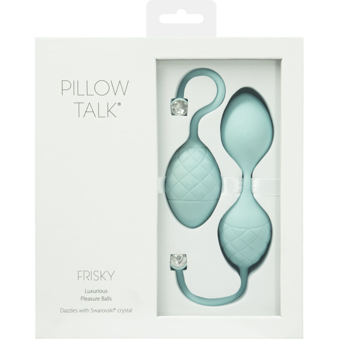 Розкішні вагінальні кульки PILLOW TALK - Frisky Teal з кристалом, діаметр 3,2 см, вага 49-75 гр