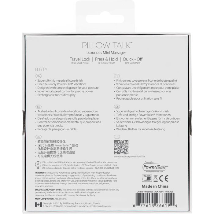 Розкішний вібратор PILLOW TALK - Flirty Teal з кристалом Swarovski, гнучка головка