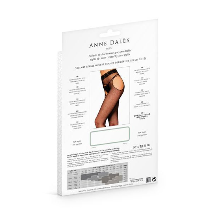 Колготки-панчохи з поясом Anne De Ales MORGANE T3 Black, дрібна сіточка, з доступом