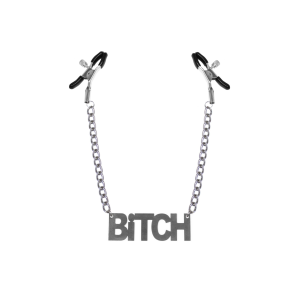 Затискачі для сосків Bitch, Feral Feelings - Nipple clamps Bitch, срібло/чорний