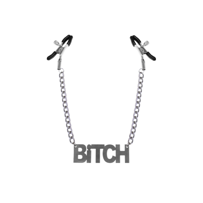 Затискачі для сосків Bitch, Feral Feelings - Nipple clamps Bitch, срібло/чорний