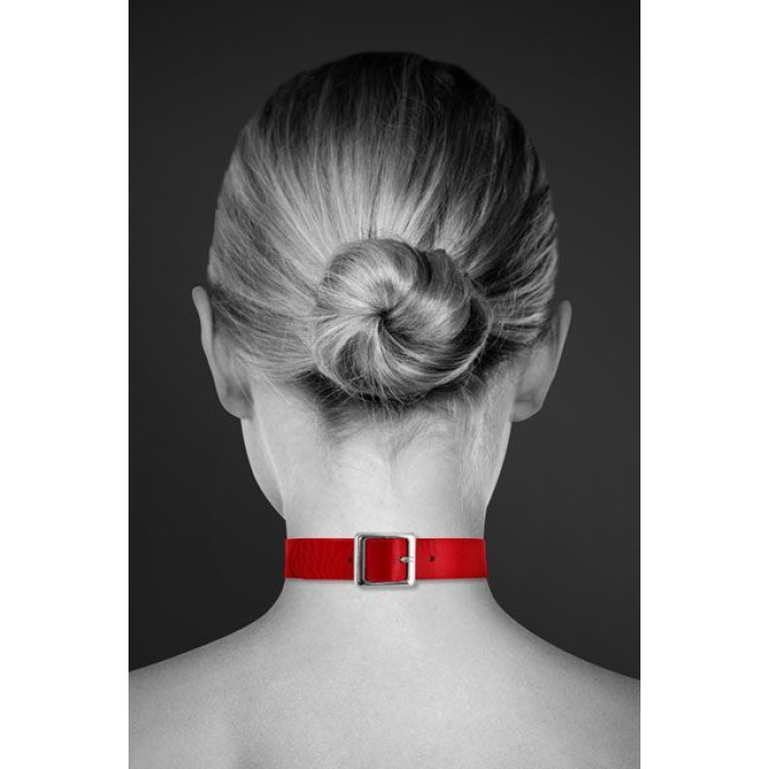Чокер з кільцем для повідця Bijoux Pour Toi - FETISH Red, екошкіра